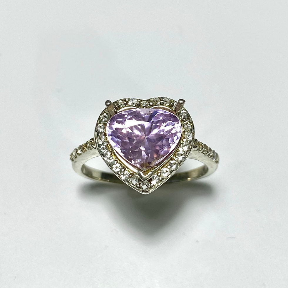 縮圖：3.2ct Natural Pink Kunzite 925 Silver / Gold/ Platinum heart ring