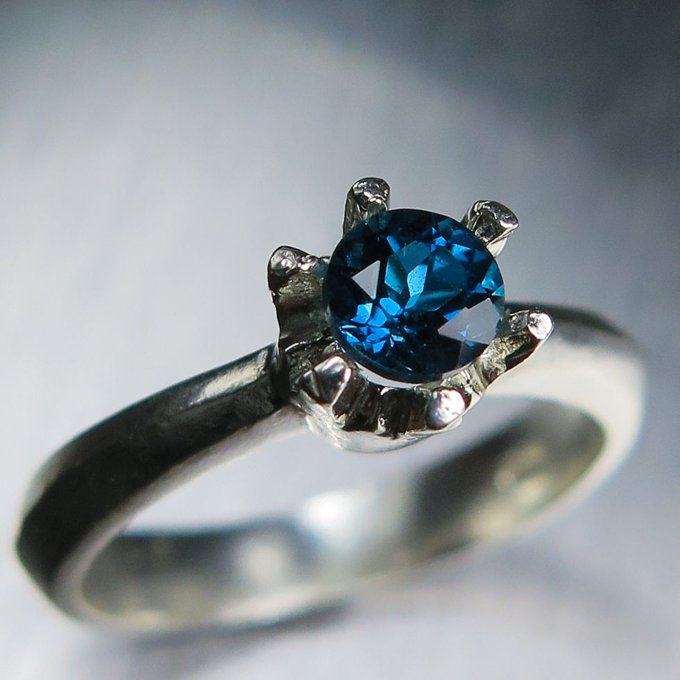 Миниатюра: Natural London blue Topaz 925 Silver / Gold/ Platinum ring