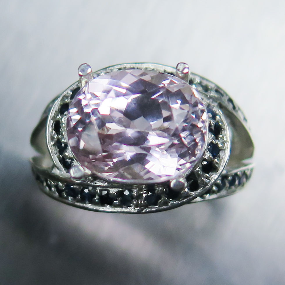 Miniatura: 6.3ct Natural Pink Kunzite 925 Silver / Gold/ Platinum knit unisex ring