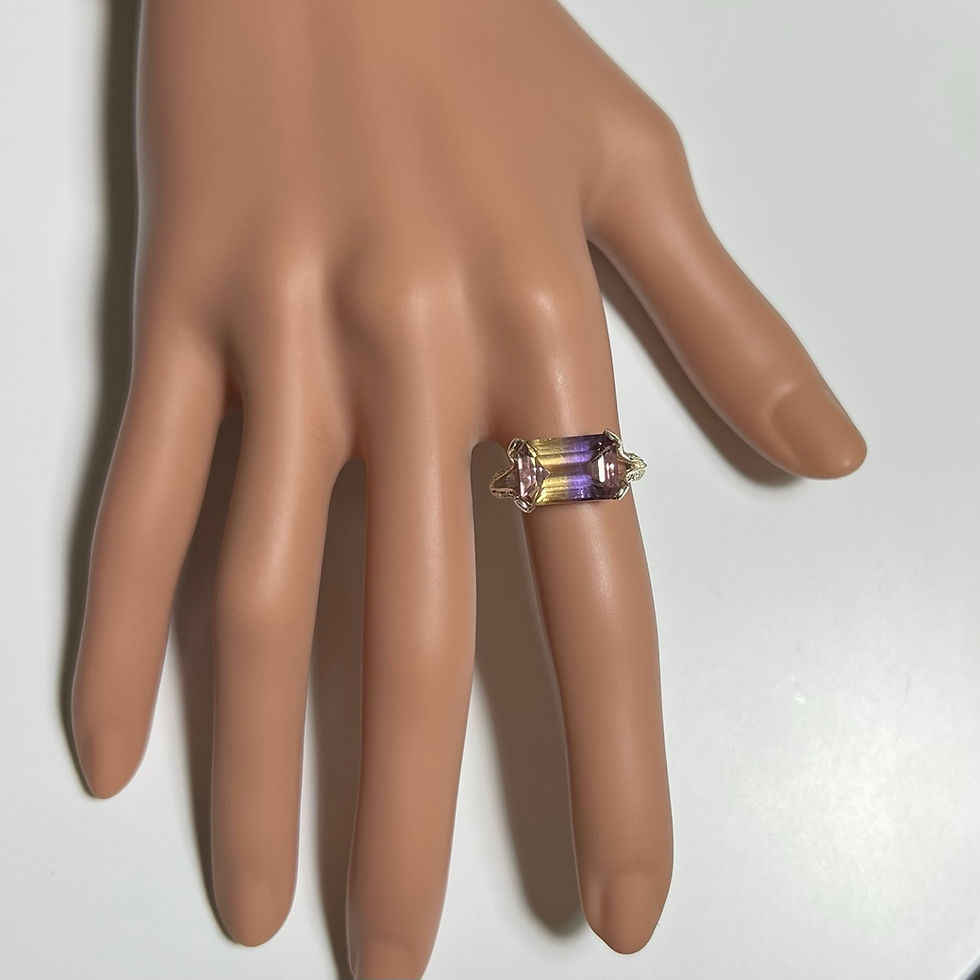 縮圖：4.7cts Natural Bi-colour Ametrine 925 Silver / Gold/ Platinum ring