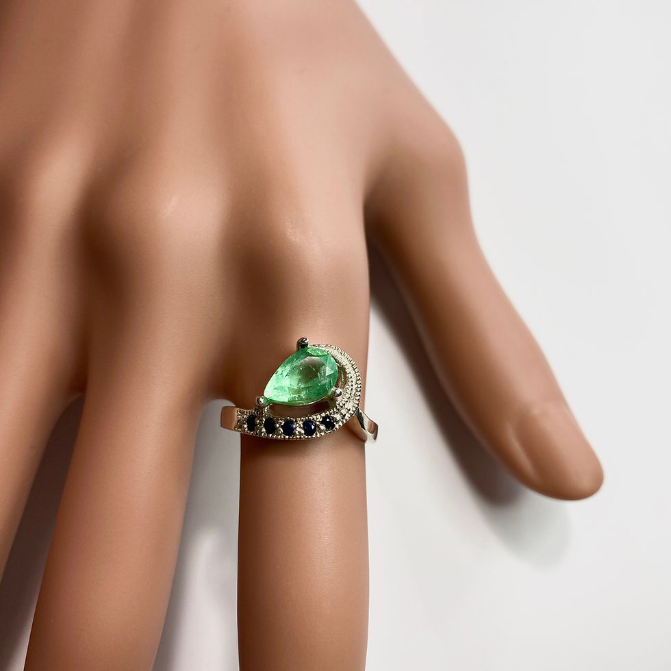 Miniature : 1.1ct Natural Colombian Muso Emerald 925 Silver / Gold/ Platinum engagement ring