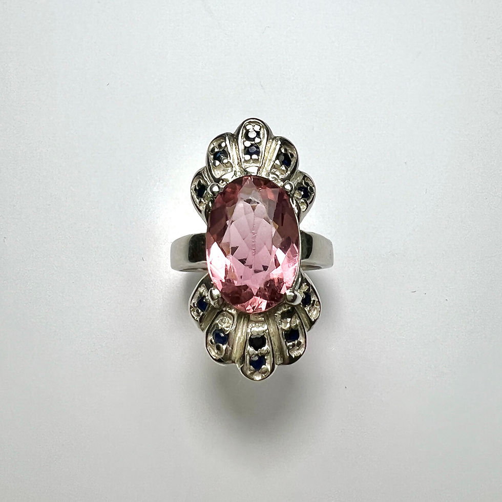 Miniature : 3.95ct Natural pink Tourmaline 925 Silver / Gold ring