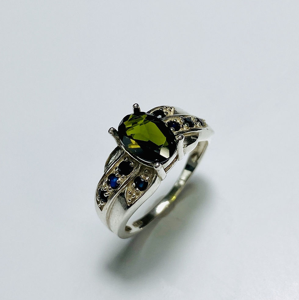 縮圖：1.3ct Natural dark green Tourmaline 25 Silver / Gold ring