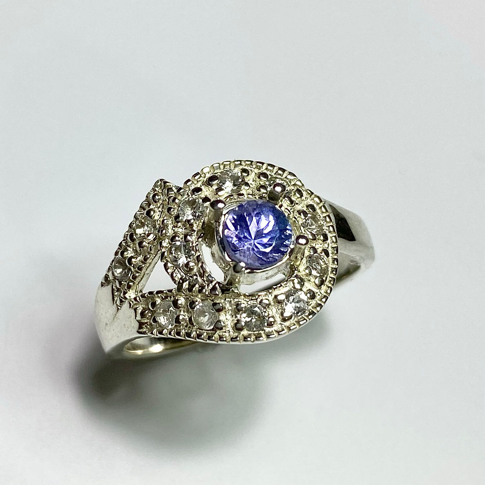 縮圖：0.45cts Natural Tanzanite 925 Silver / Gold/ Platinum ring