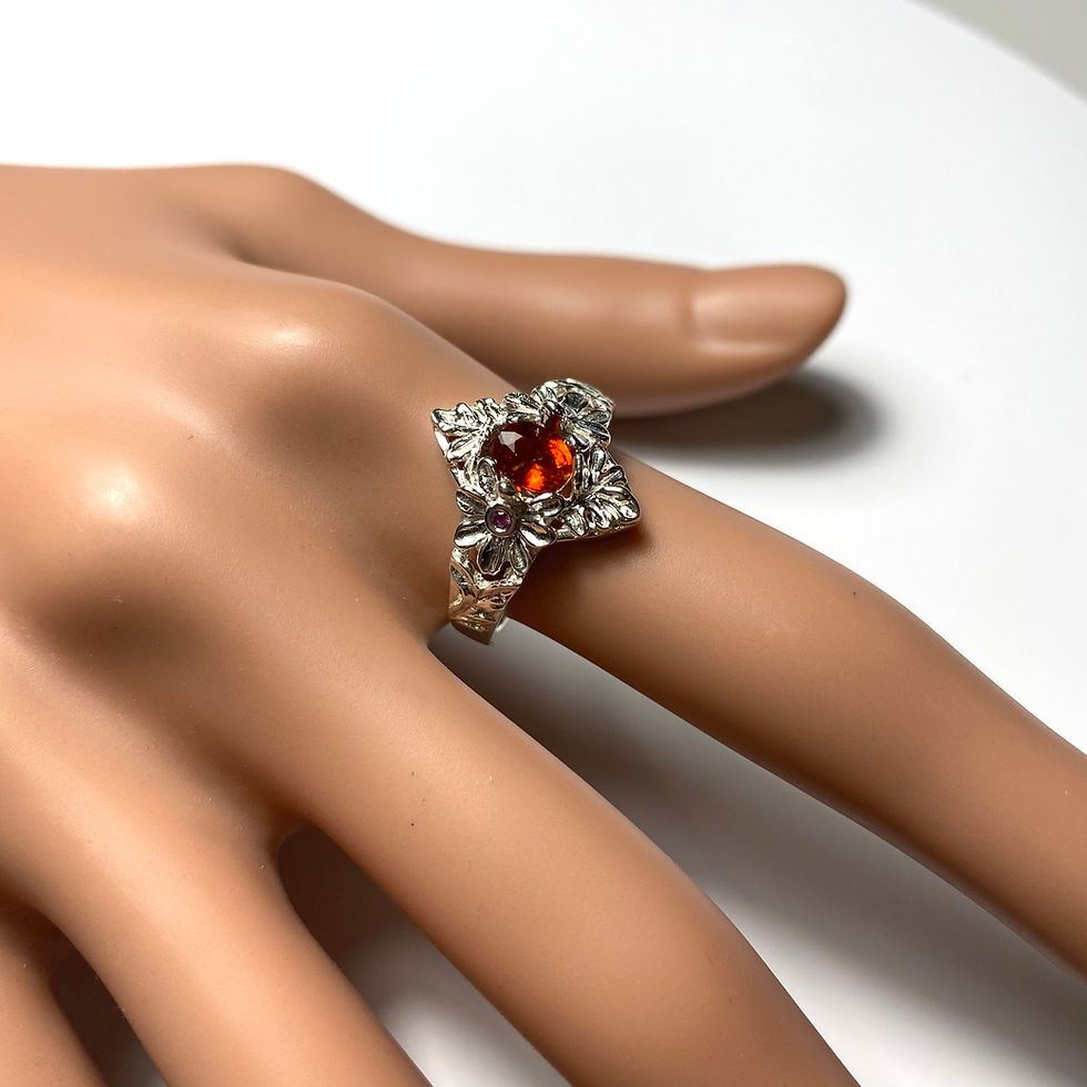 サムネイル： 0.55ct Rare Natural Clinohumite 925 Silver / Gold/ Platinum ring