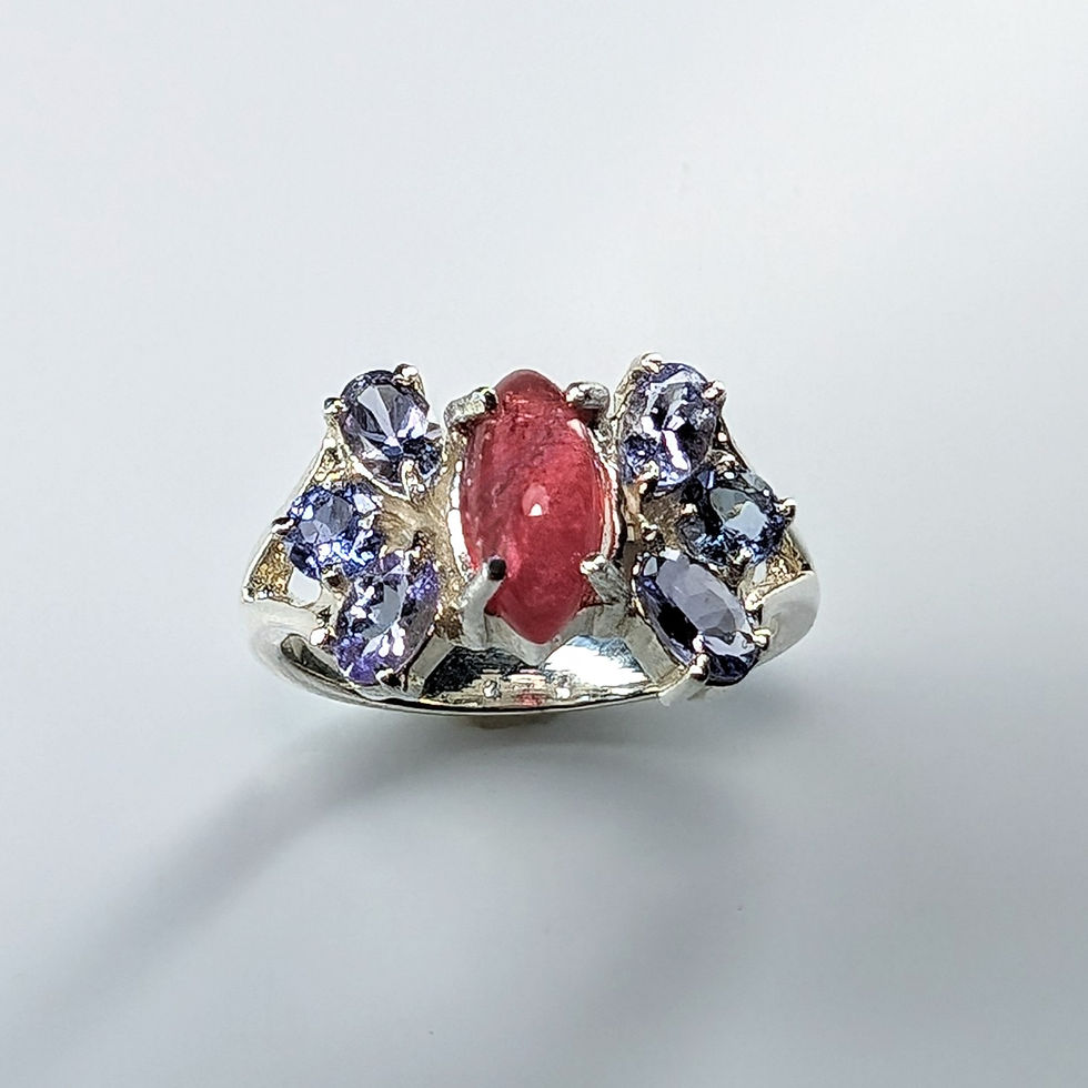 Thumbnail: 1.8ct Rare Natural Red Rhodonite 925 Silver/ Gold/ ring