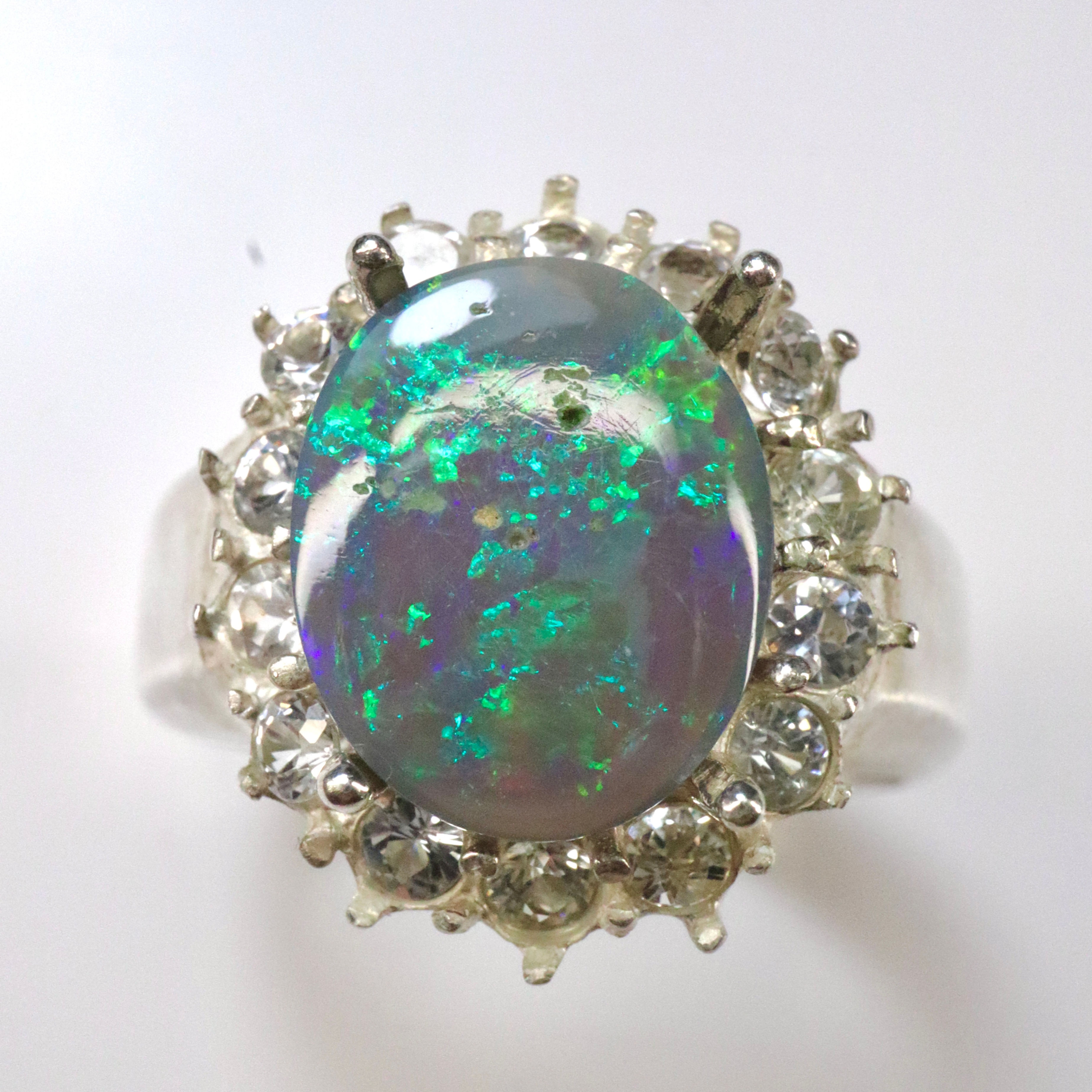1.6cts Natural Australian Black Opal Silver / Gold / Platinum ring