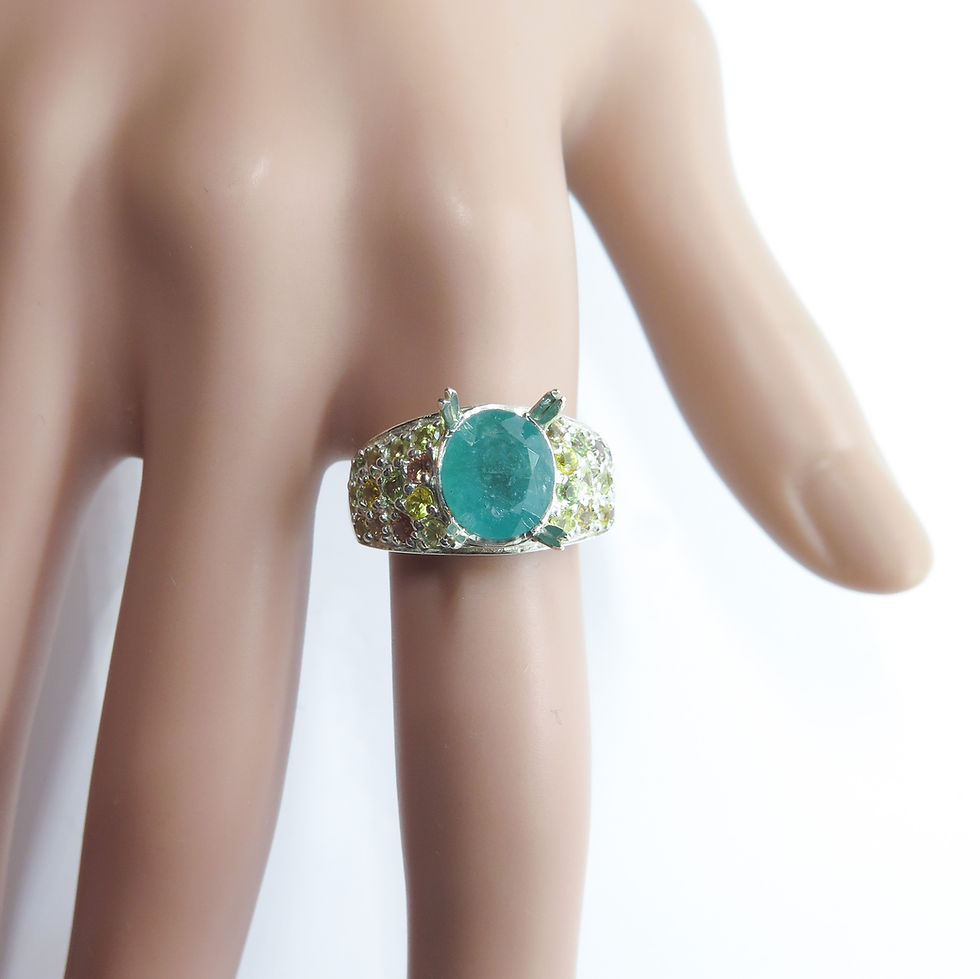 サムネイル： 2.4cts Natural Zambian Emerald 925 Silver / Gold/ Platinum ring