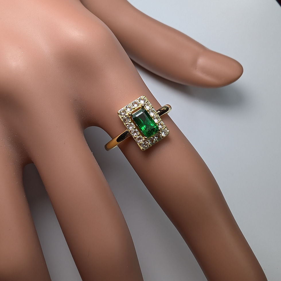 サムネイル： 0.54ct Natural Vivid Green Tsavorite 925 Silver / Gold/ Platinum engagement ring