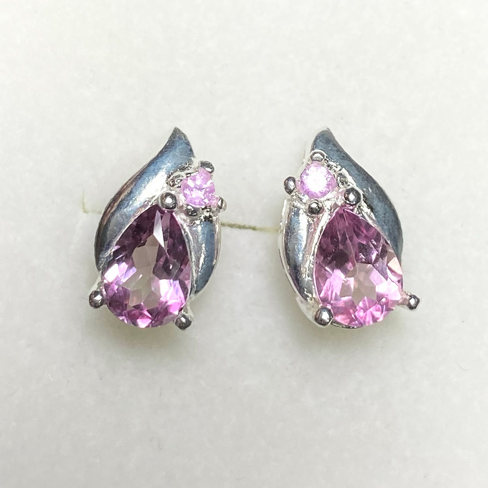 Miniatura: 1.65ct Natural Pink Topaz Silver /Gold pear stud earrings