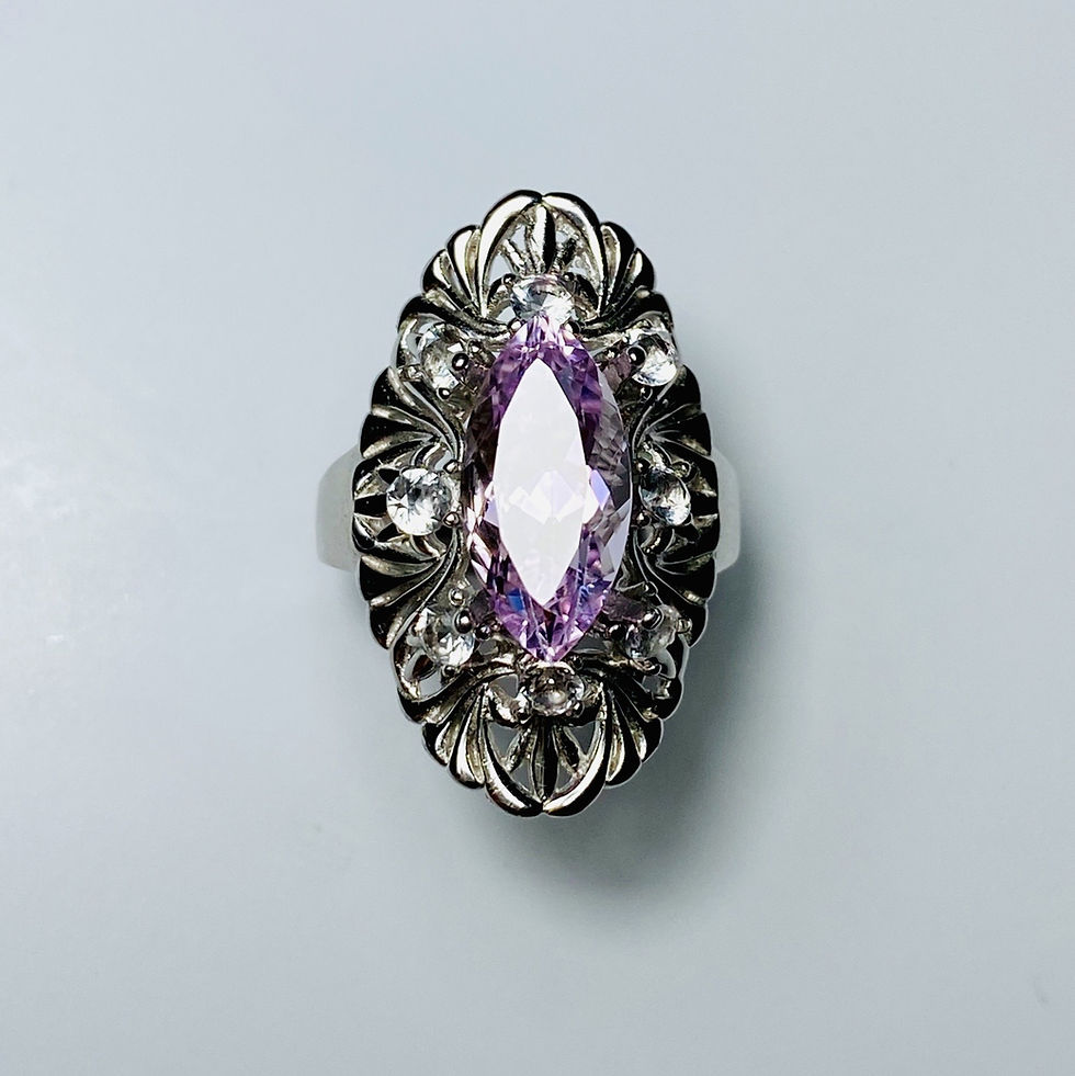 Miniatura: 4.2cts Natural pink Kunzite 925 Silver / Gold/ Platinum ring