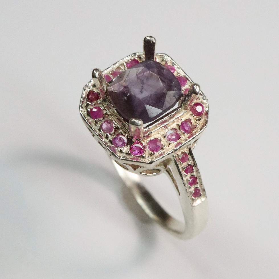 Thumbnail: 1.75cts Natural Red Ruby hexagonal silk zoning 925 silver 9ct 14k 18k 22k 375 585 750 Yellow white rose Gold Platinum ring