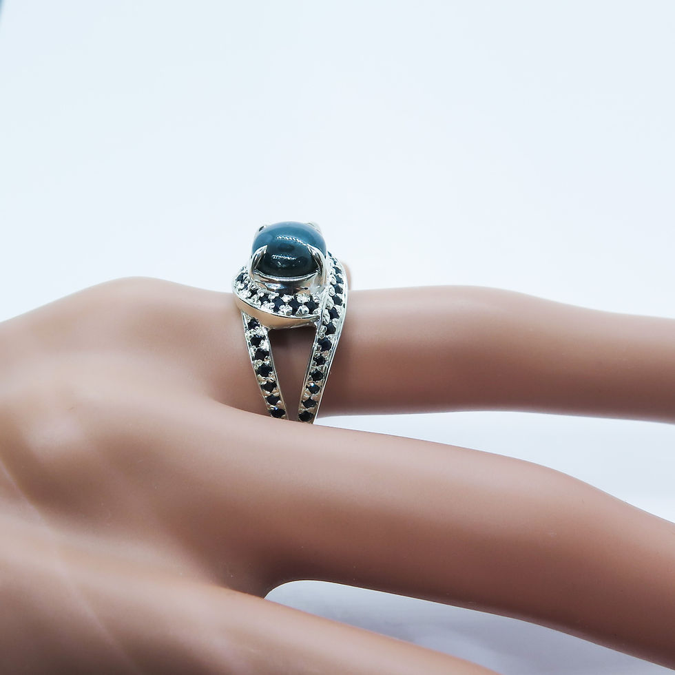 縮圖：Natural royal blue star Sapphire 925 Silver 9ct 14k 18k 375 585 750 Gold 950 Platinum marine knot ring