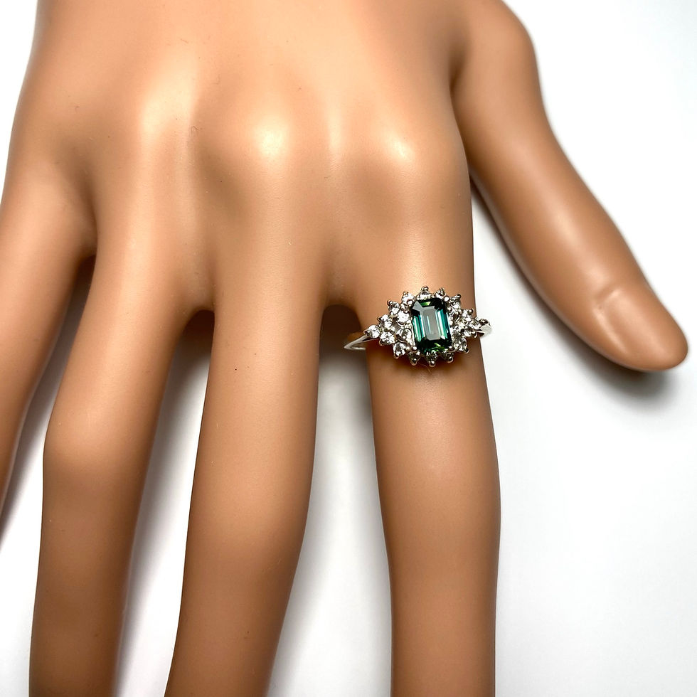 Миниатюра: Natural Australian Parti  Sapphire teal blue 925 Silver / Gold ring