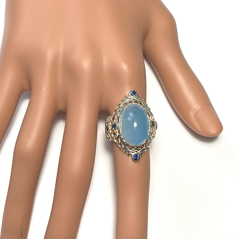 サムネイル： 11.4cts Natural blue Aquamarine 925 Silver / Gold/ Platinum ring