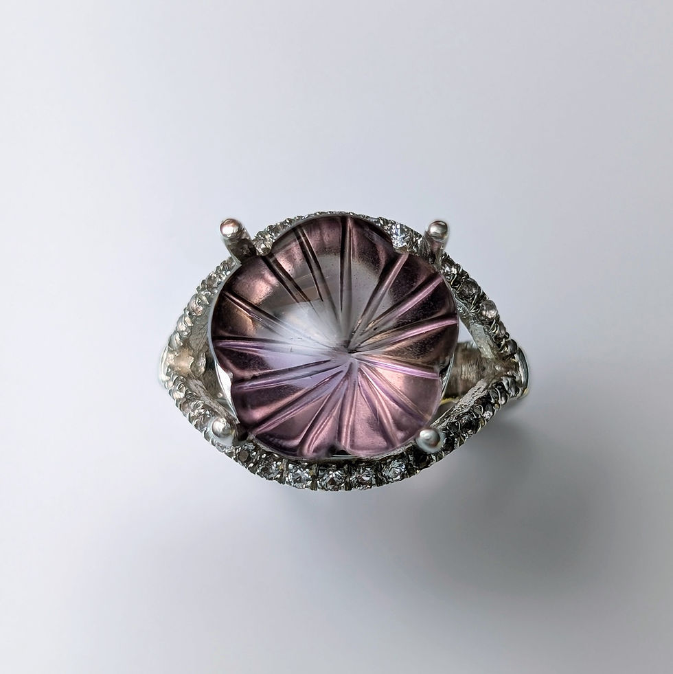 Miniature : 7.25cts Natural Bi-colour Amethyst Ametrine 925 Silver / Gold ring