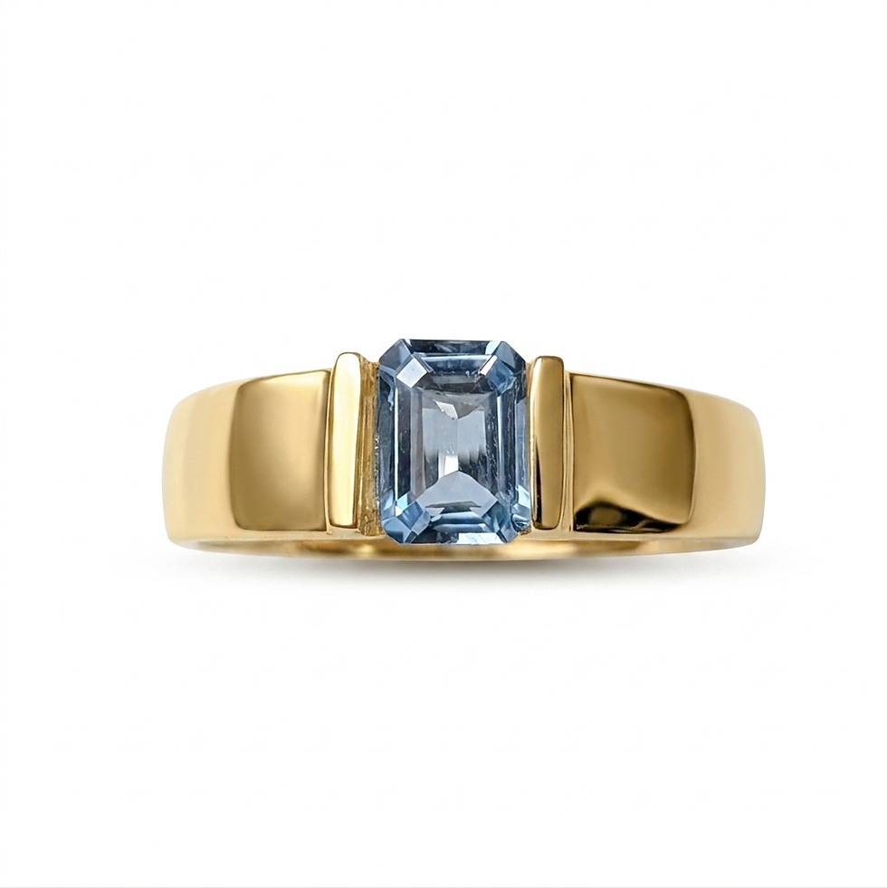 Thumbnail: 0.71ct Natural aqua blue Aquamarine uniex ring Silver, Gold, Platinum