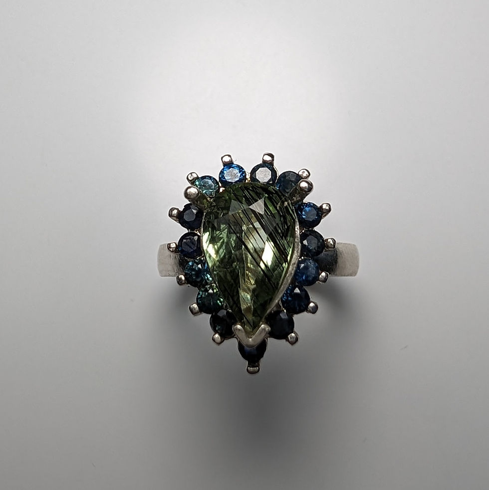 Thumbnail: 1.98ct Natural Rutile Peridot with Ludwigite 925 Silver / Gold/ Platinum ring