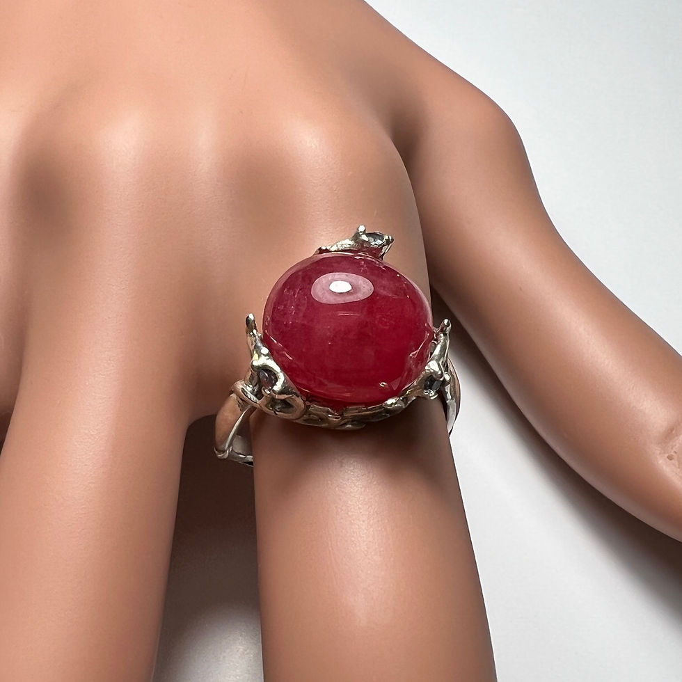 縮圖：8.95ct Rare Natural Red Rhodonite 925 Silver/ Gold/ ring