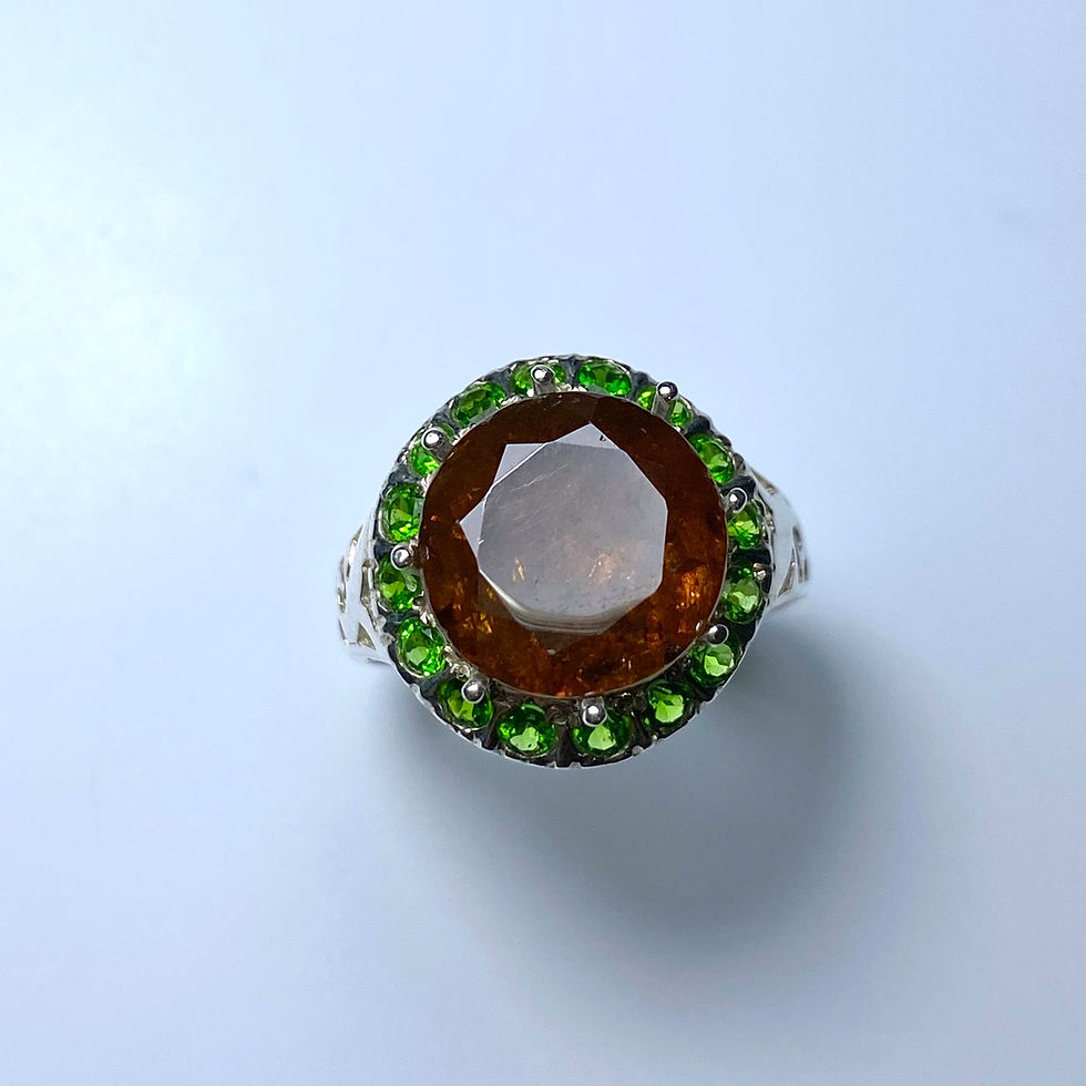 縮圖：8.8ct Natural Orange Sphalerite 925 Silver / Gold/ Platinum ring