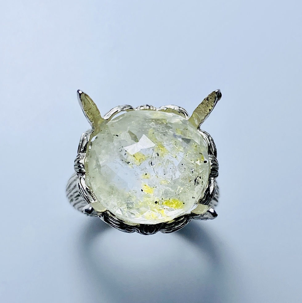 縮圖：11.1ct Natural petroleum quartz Golden Enhydros 925 Silver ring