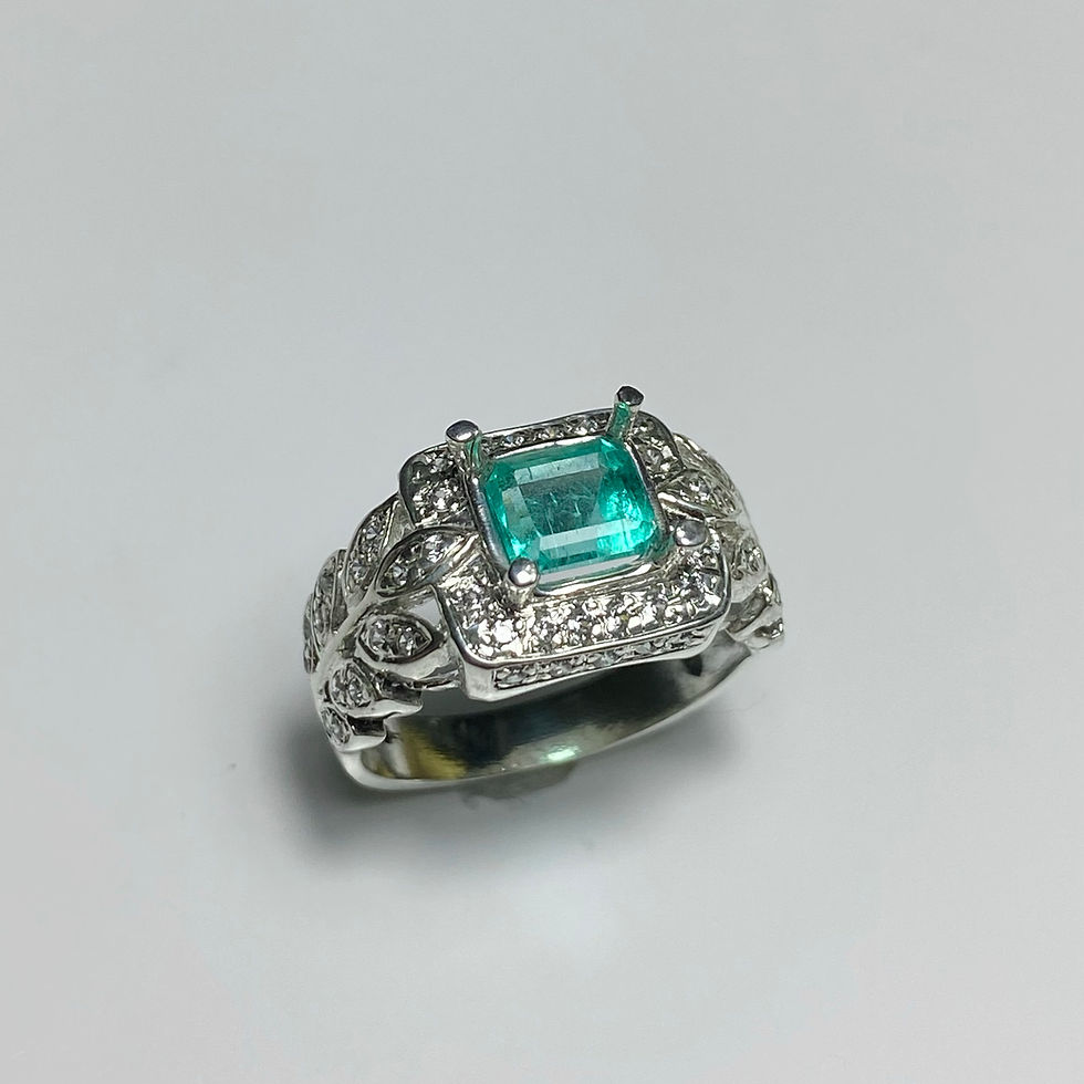 Миниатюра: 0.9cts Natural Colombian Emerald 925 Silver / Gold/ Platinum ring