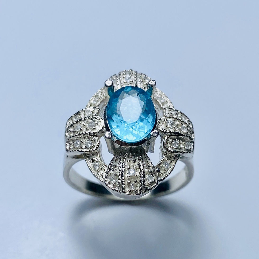 サムネイル： 1.5cts Natural Paraiba blue Apatite 925 Silver/ Gold/ Platinum ring