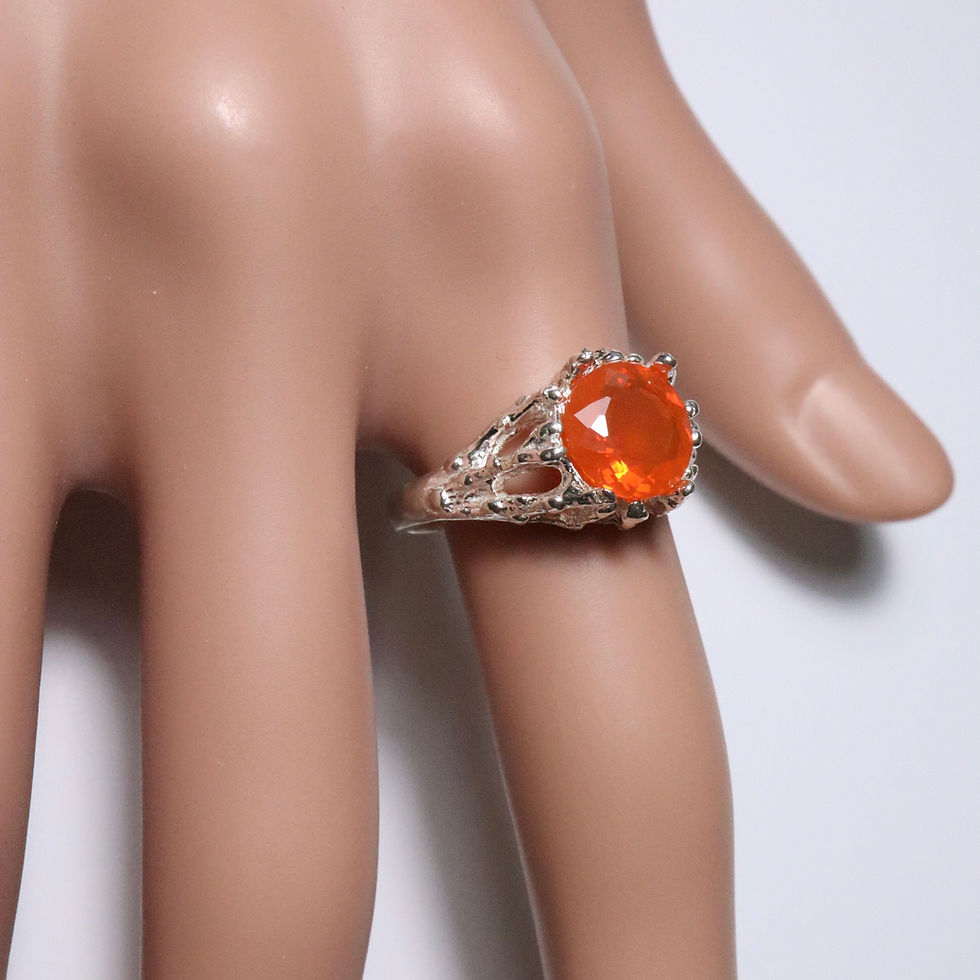 サムネイル： Natural Mexican Red Fire Opal 925 Silver / Gold/ Platinum ring