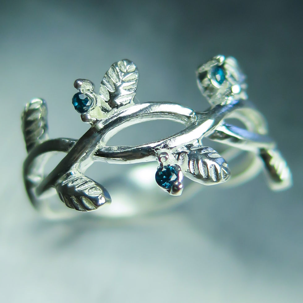 Natural blue diamonds 925 Silver / Gold/ Platinum wedding band ring