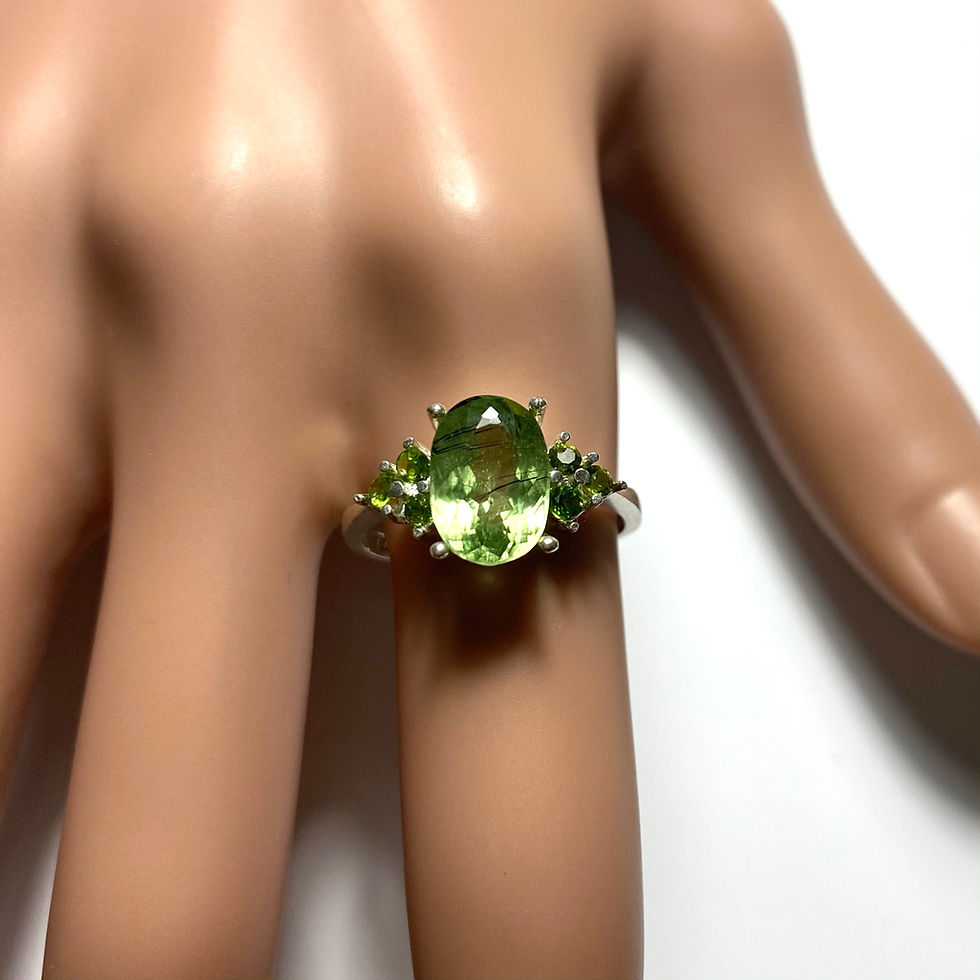 縮圖：3ct Natural Peridot with Ludwigite inclusions 925 Silver / Gold/ Platinum ring