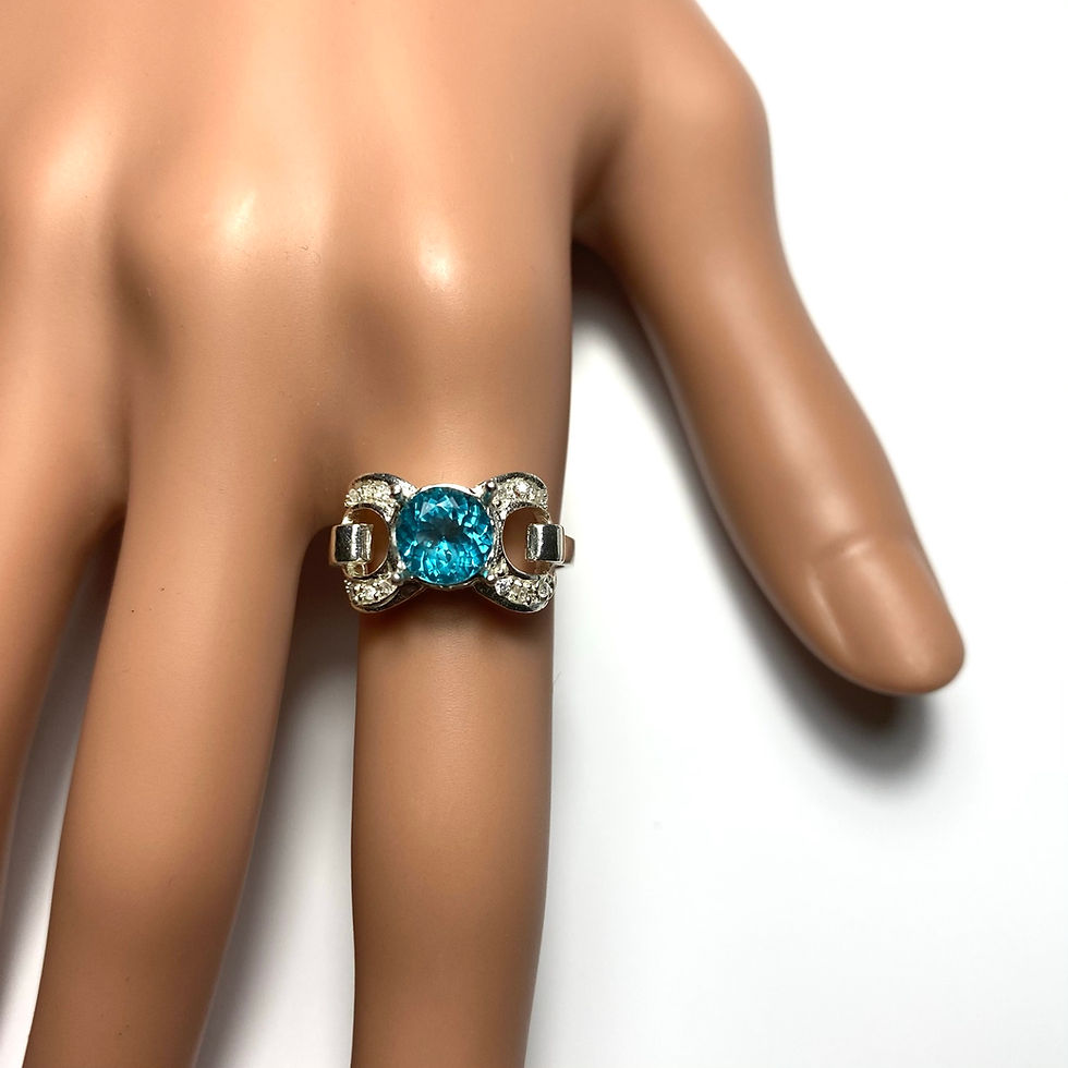 Миниатюра: 1.25ct Natural Paraiba blue Apatite 925 Silver / Gold/ Platinum halo ring