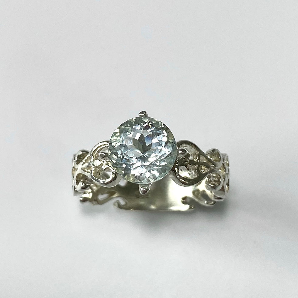 縮圖：2.1ts Natural light blue aquamarine Silver/ Gold /Platinum ring