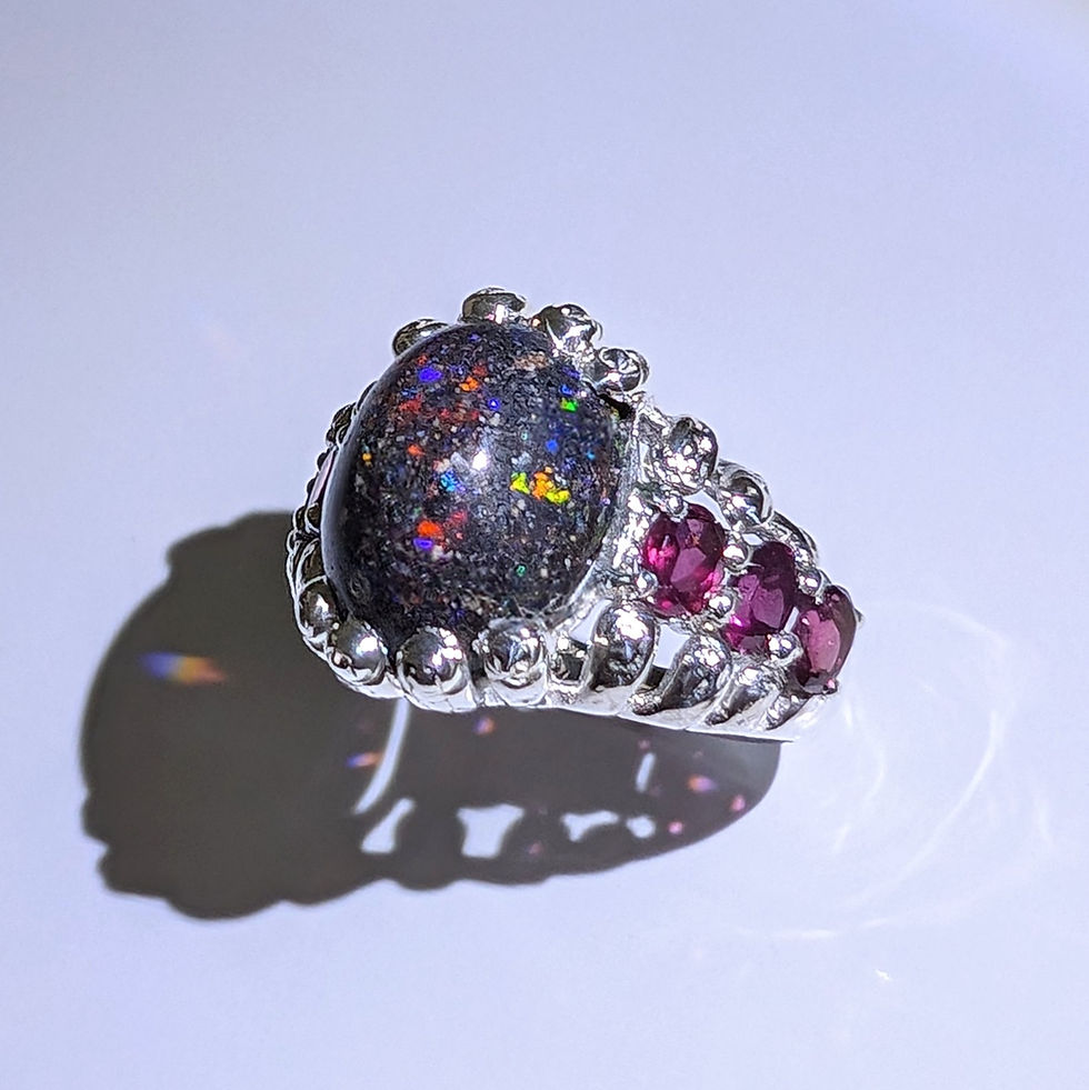 Thumbnail: 6.2cts Natural Andamooka Matrix Opal 925 Sterling Silver unisex ring