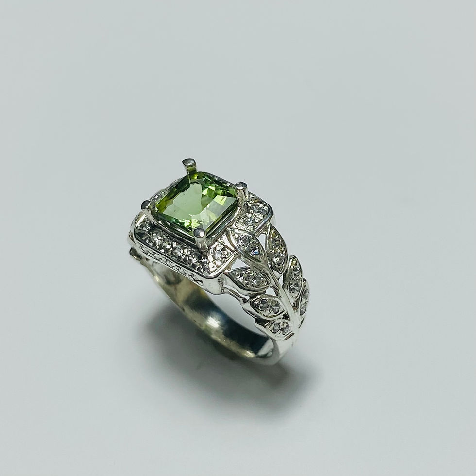 Miniatura: Natural bi-colour Green tourmaline 925 Silver / Gold/  ring
