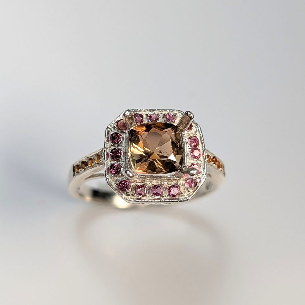 Miniature : 1.1ct Natural bi-colour Andalusite 925 Silver / Gold/ Platinum ring