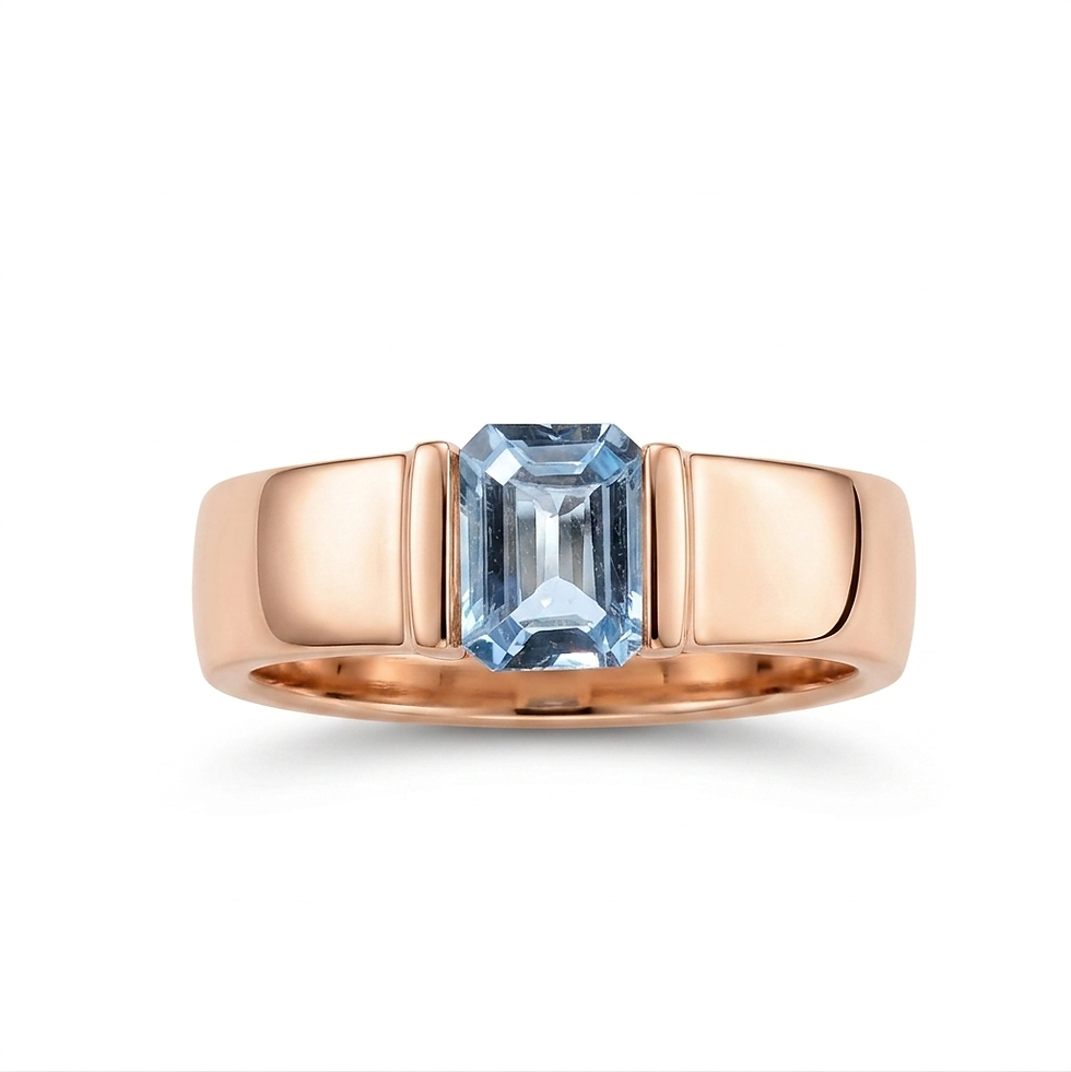 Miniatura: 0.71ct Natural aqua blue Aquamarine uniex ring Silver, Gold, Platinum