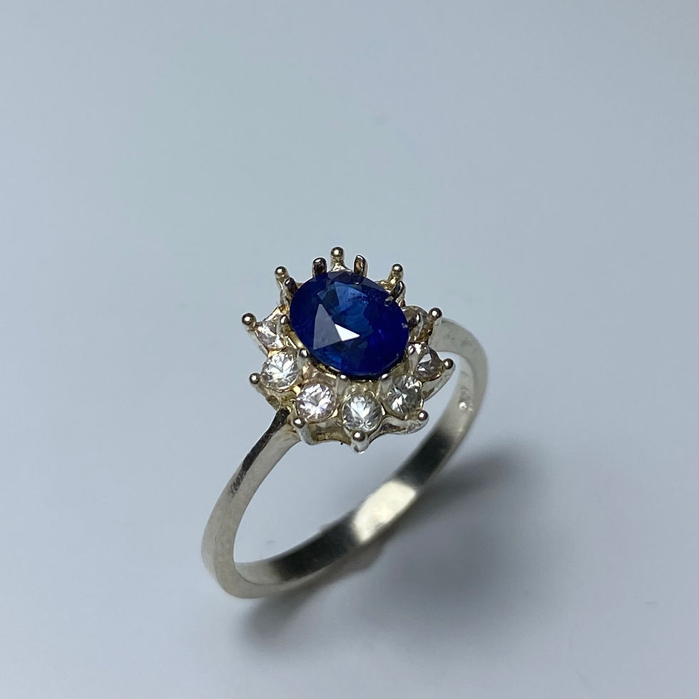 Миниатюра: 1.05ct Natural Royal blue sapphire 925 Silver / Gold/ ring