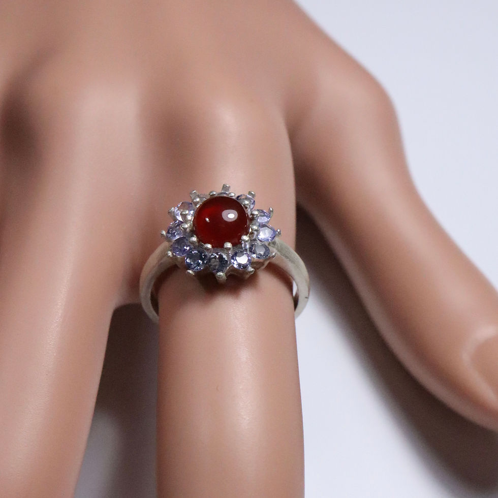 縮圖：Certified 0.75ct Natural Carnelian Orange red 925 Silver / Gold/ Platinum ring