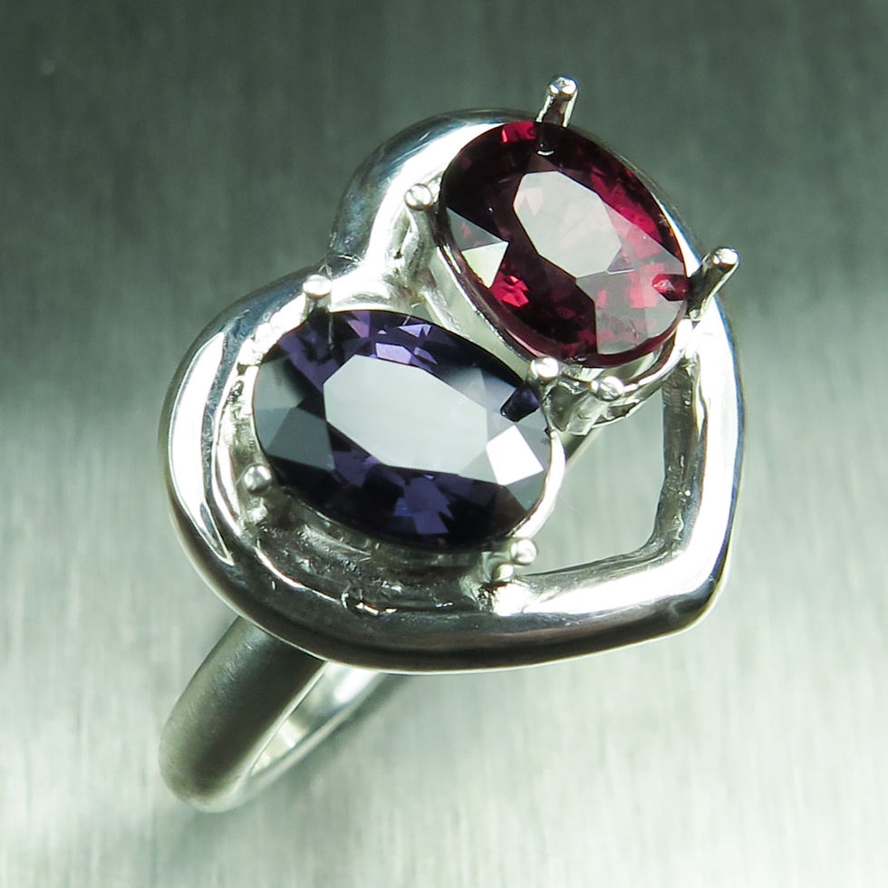 Миниатюра: Natural Rhodolite Garnet & Spinel 925 Silver / Gold/ Platinum ring