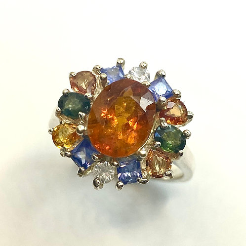 2.05cts Rare Natural orange Clinohumite 925 Silver / Gold/ Platinum ring
