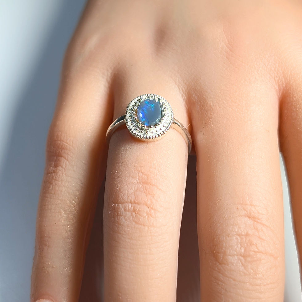 Thumbnail: Natural Australian Black Opal Silver / Gold / Platinum ring