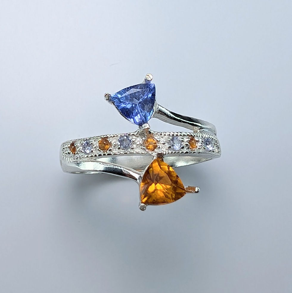 Natural Tanzanite, clinohumite 925 Silver/ Gold/ Platinum ring