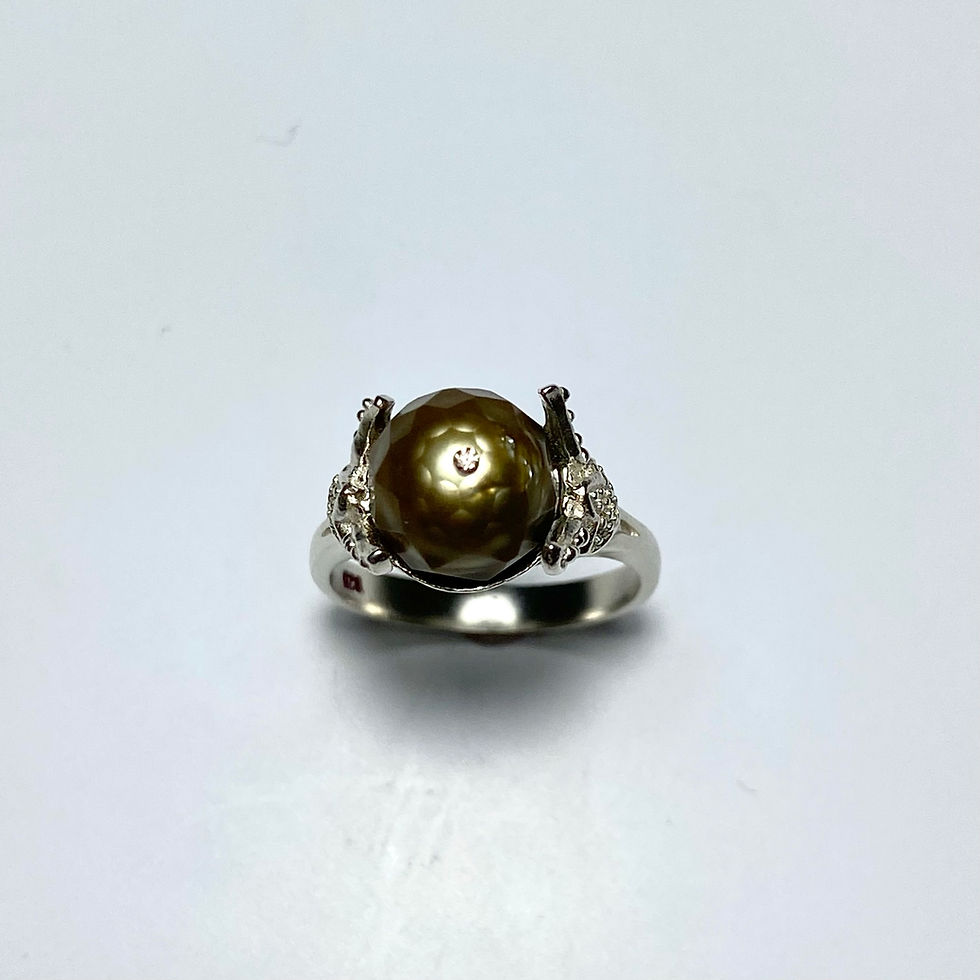 縮圖：Certified Cultured Tahitian Pearl golden yellow 925 Silver / Gold/ Platinum ring