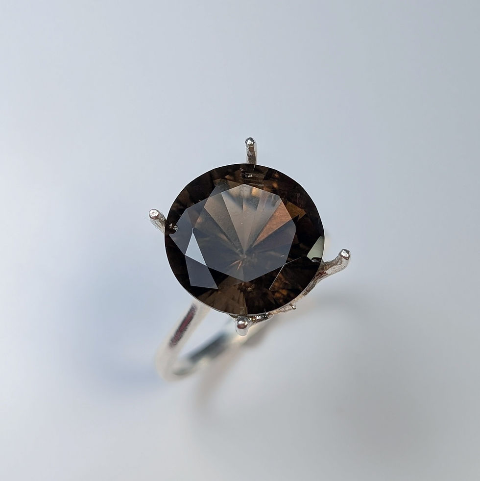 Thumbnail: 6.09cts Natural Smoky Quartz rauchtopaz 925 Silver / Gold/ Platinum ring