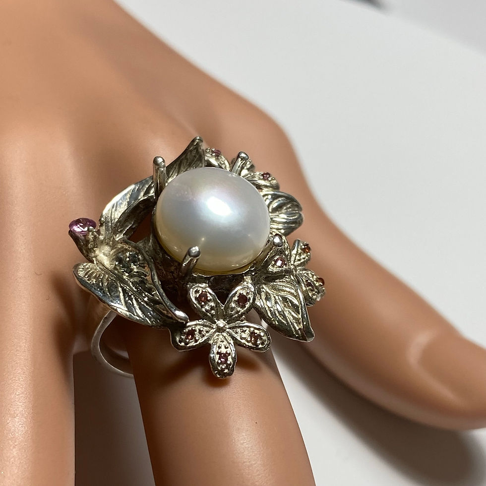 Thumbnail: Certified Cultured Freshwater Pearl White 925 Silver / Gold/ Platinum ring