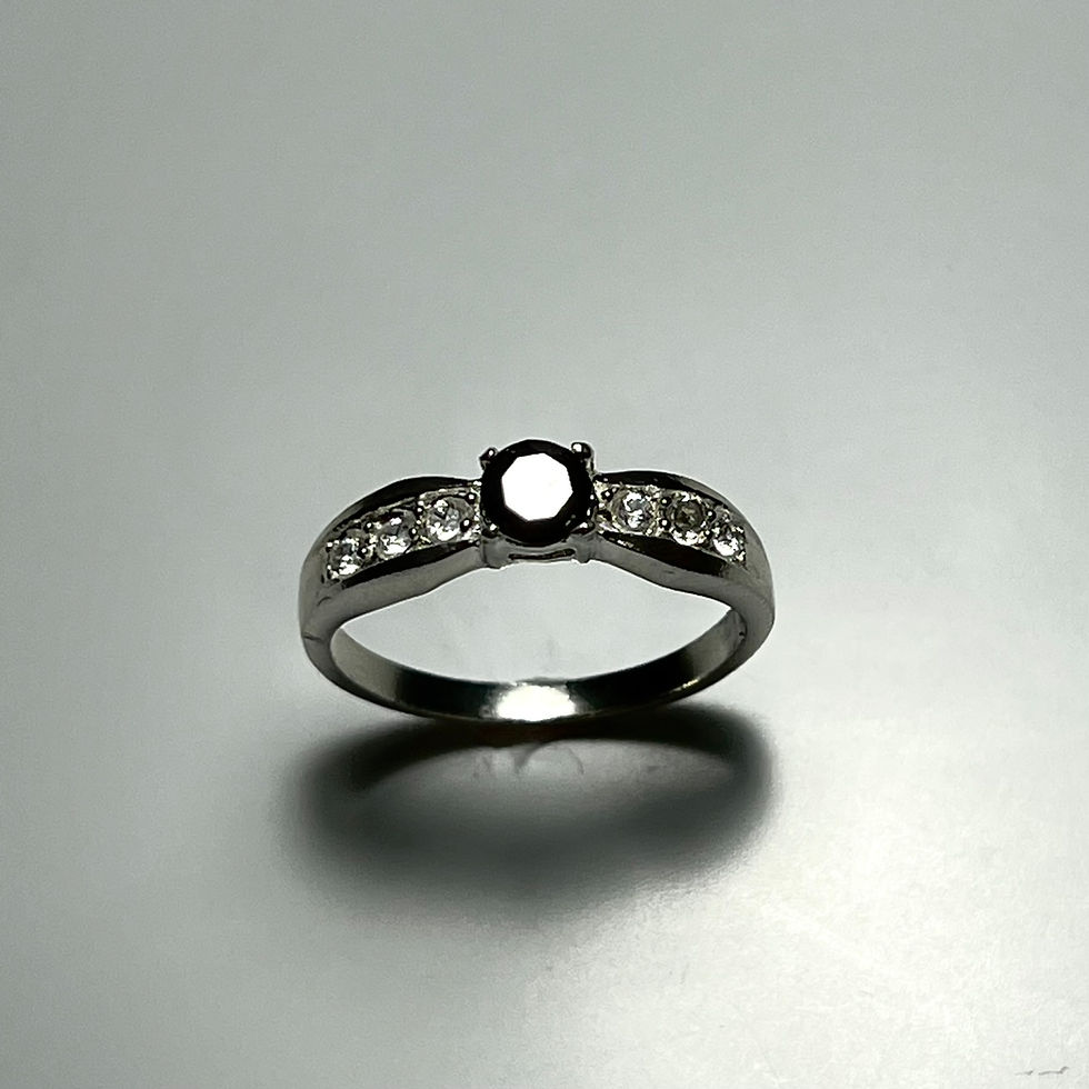 Miniature : Certified 0.42ct Natural Black diamond 925 Silver / 9ct 14k 18k white yellow rose Gold/ Platinum ring