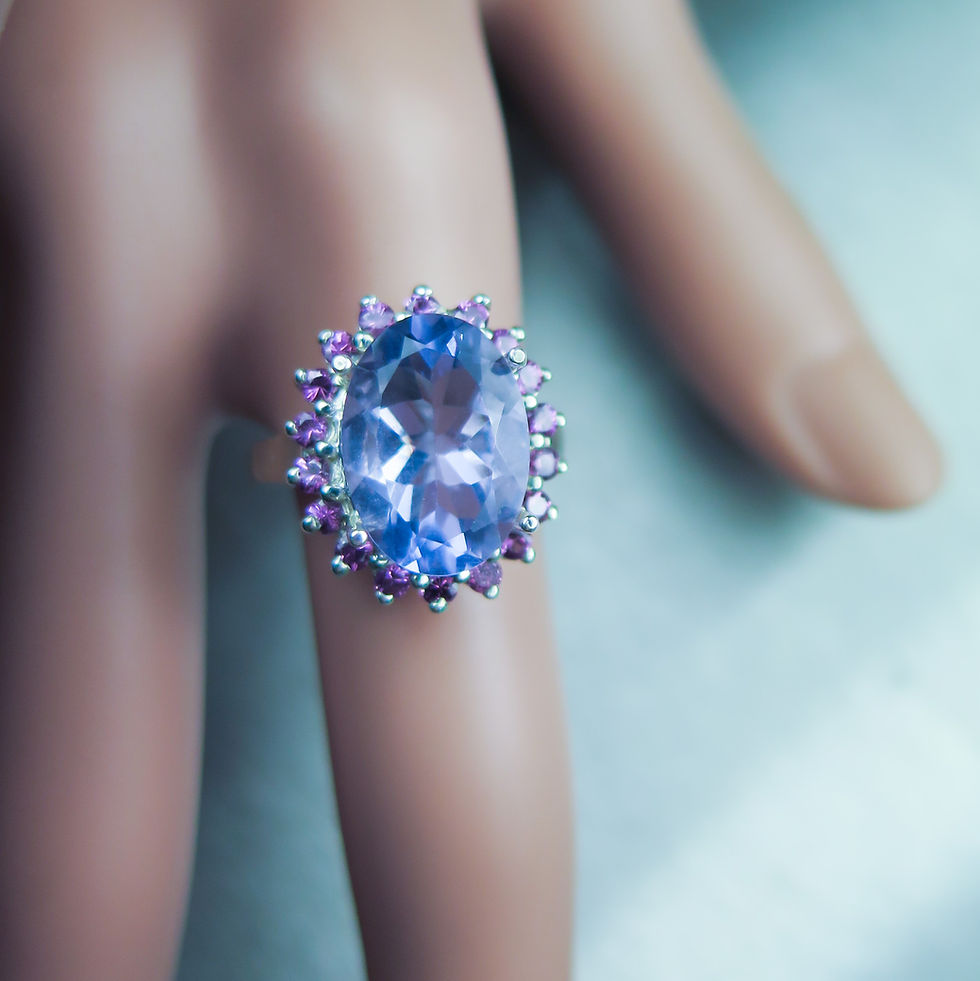 サムネイル： 6.35ct Natural colour change fluorite Silver/ Platinum/ Gold ring