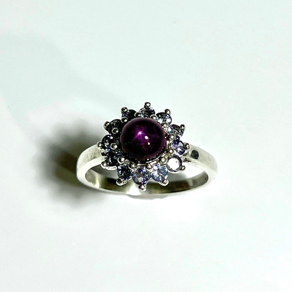 Миниатюра: 2.1cts Natural Red star ruby Silver/ Gold / Platinum halo ring