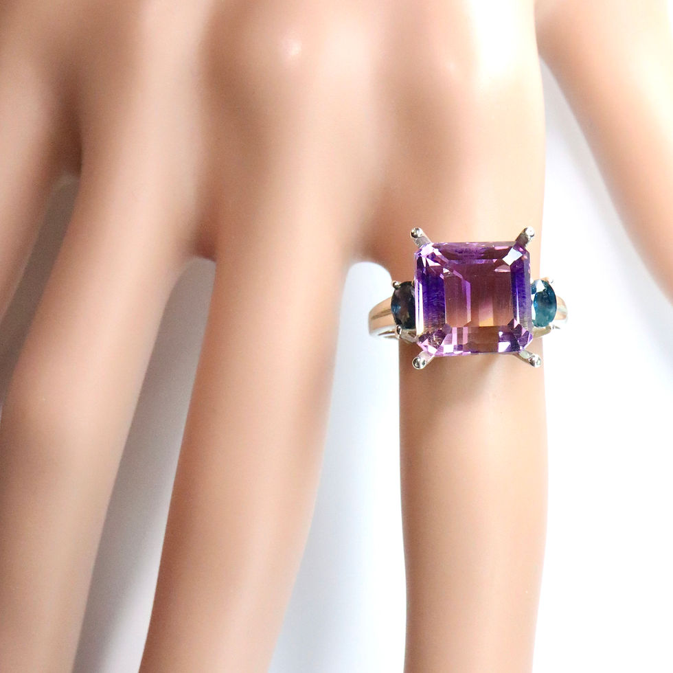サムネイル： 7.10cts Natural Bi-colour Ametrine 925 Silver / Gold/ Platinum ring