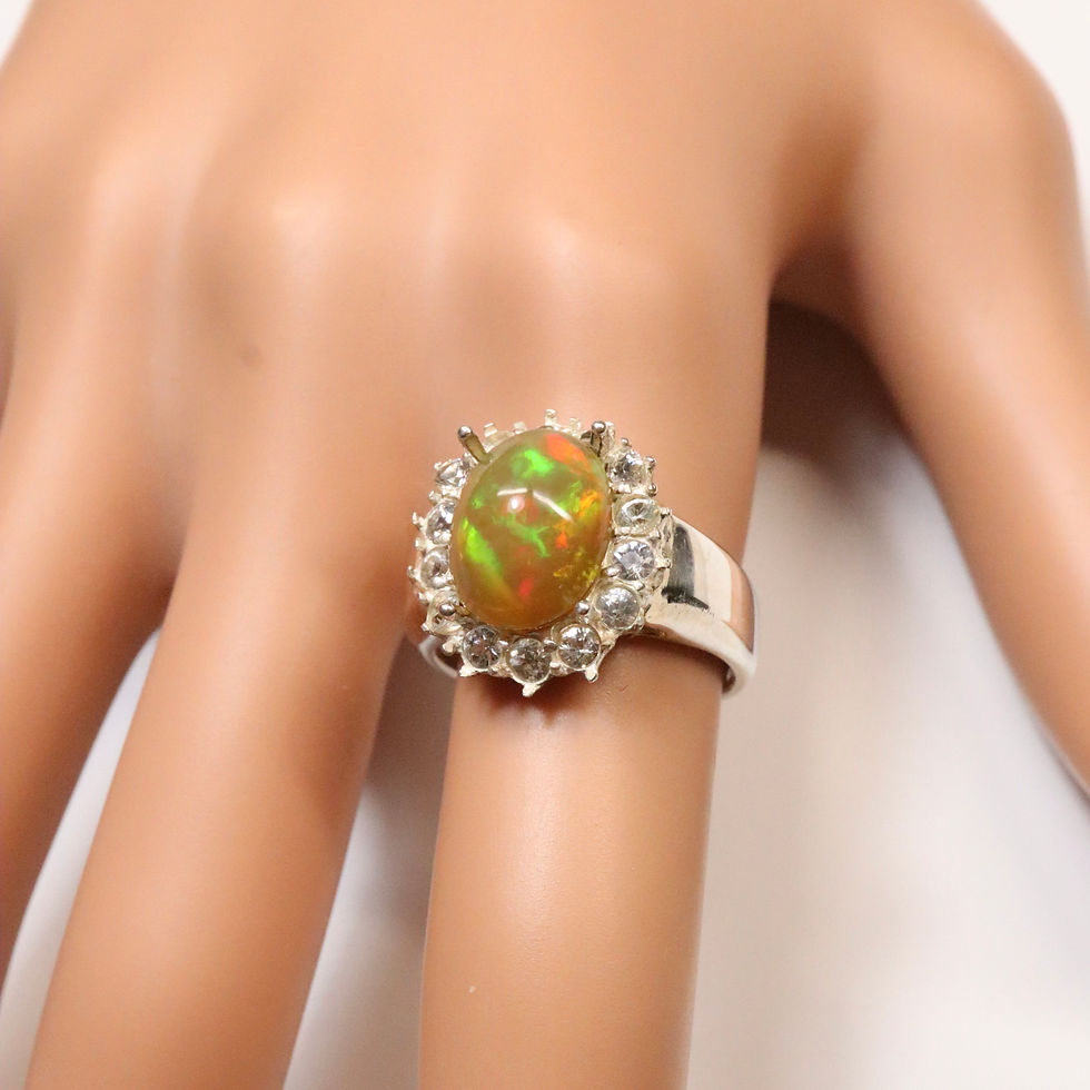 縮圖：2.45ct Natural multi-colour Welo Opal Silver / Gold / Platinum ring